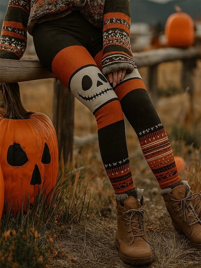 Damen Geometrisch Retro Alle Jahreszeiten Lang Leggings