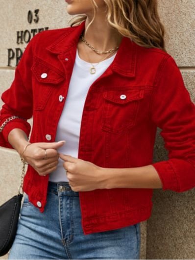 Damen Frühling/Herbst Oberbekleidung Retro Nahtverarbeitung Unifarben Langarm Stehkragen Jacke