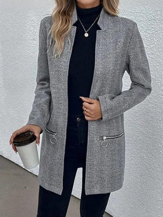 Damen Winter Oberbekleidung Retro Gestreift Langarm Jacke