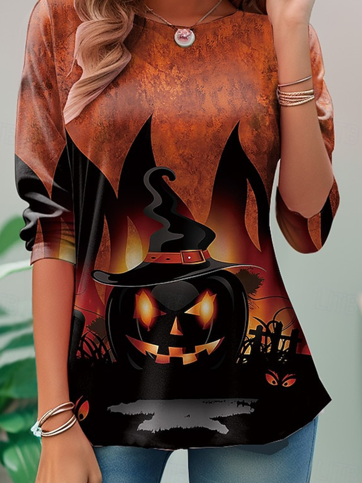 Lässig Halloween Rundhals Langarm T-Shirt