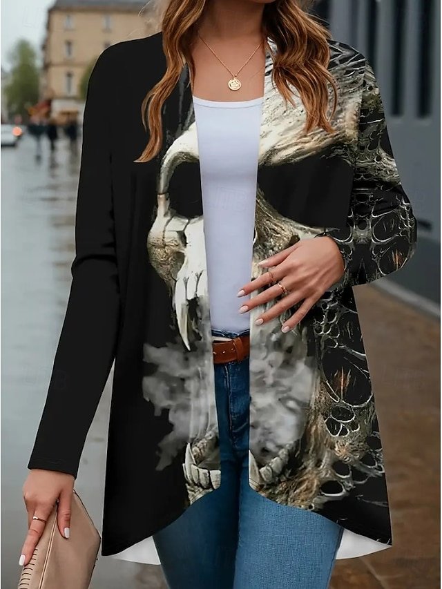 Damen Frühling/Herbst Oberbekleidung Retro Halloween Langarm V-Ausschnitt Jacke