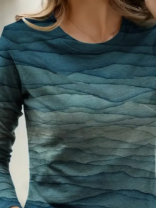 Lässig Abstrakt Rundhals Langarm T-Shirt
