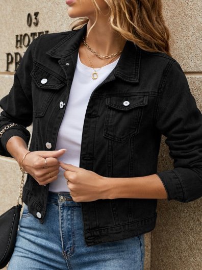 Damen Frühling/Herbst Oberbekleidung Retro Nahtverarbeitung Unifarben Langarm Stehkragen Jacke