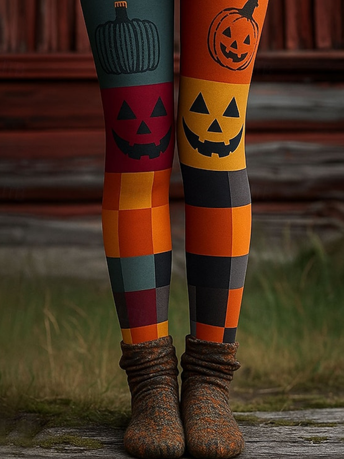 Damen Kariert Retro Alle Jahreszeiten Lang Leggings