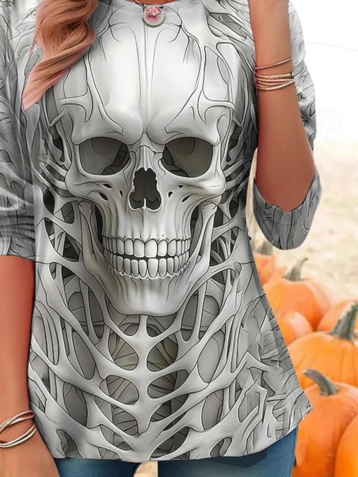 Lässig Halloween Rundhals Langarm T-Shirt