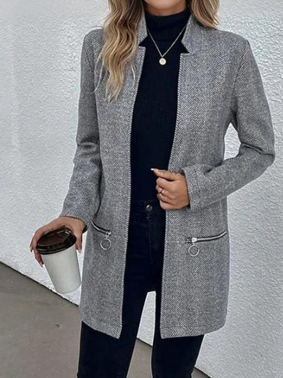 Damen Winter Oberbekleidung Retro Gestreift Langarm Jacke