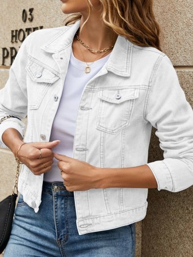 Damen Frühling/Herbst Oberbekleidung Retro Nahtverarbeitung Unifarben Langarm Stehkragen Jacke