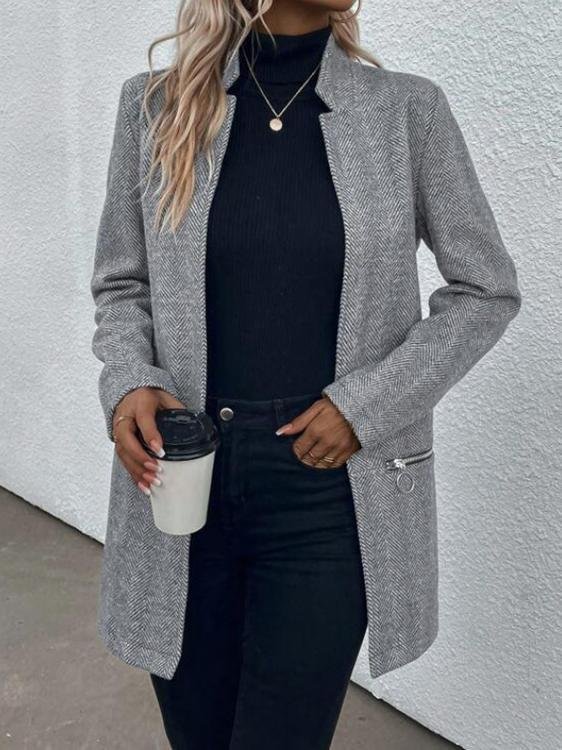 Damen Winter Oberbekleidung Retro Gestreift Langarm Jacke