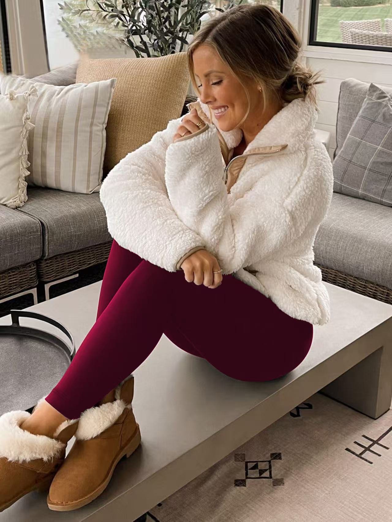 Damen Unifarben Lässig Winter Knöchelhose Leggings