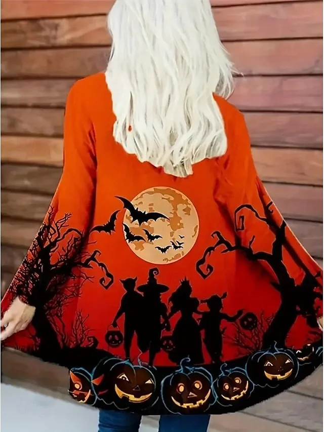 Damen Frühling/Herbst Oberbekleidung Retro Halloween Langarm V-Ausschnitt Jacke