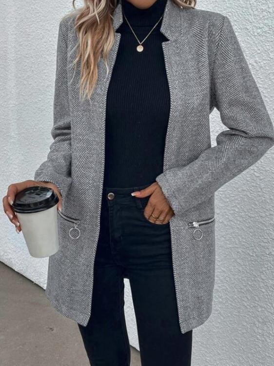 Damen Winter Oberbekleidung Retro Gestreift Langarm Jacke