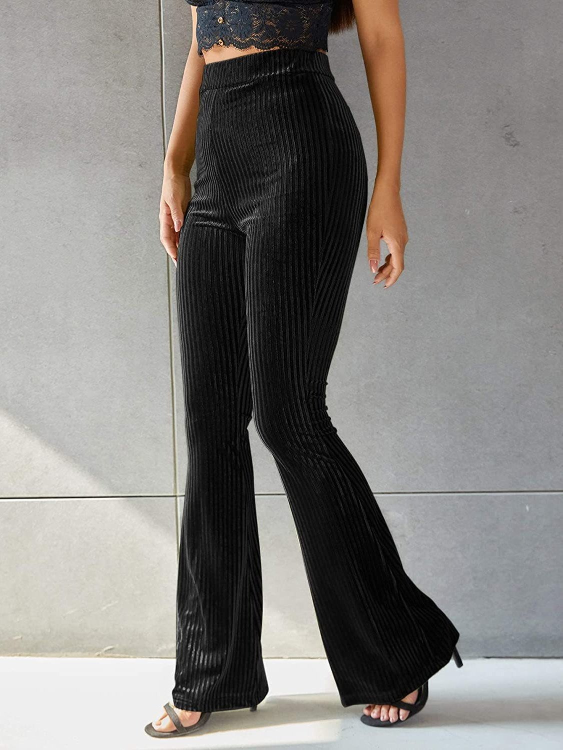 Damen Unifarben Lang Elastische Taille Hose Retro Frühling/Herbst Hose
