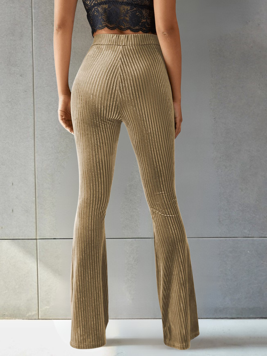 Damen Unifarben Lang Elastische Taille Hose Retro Frühling/Herbst Hose