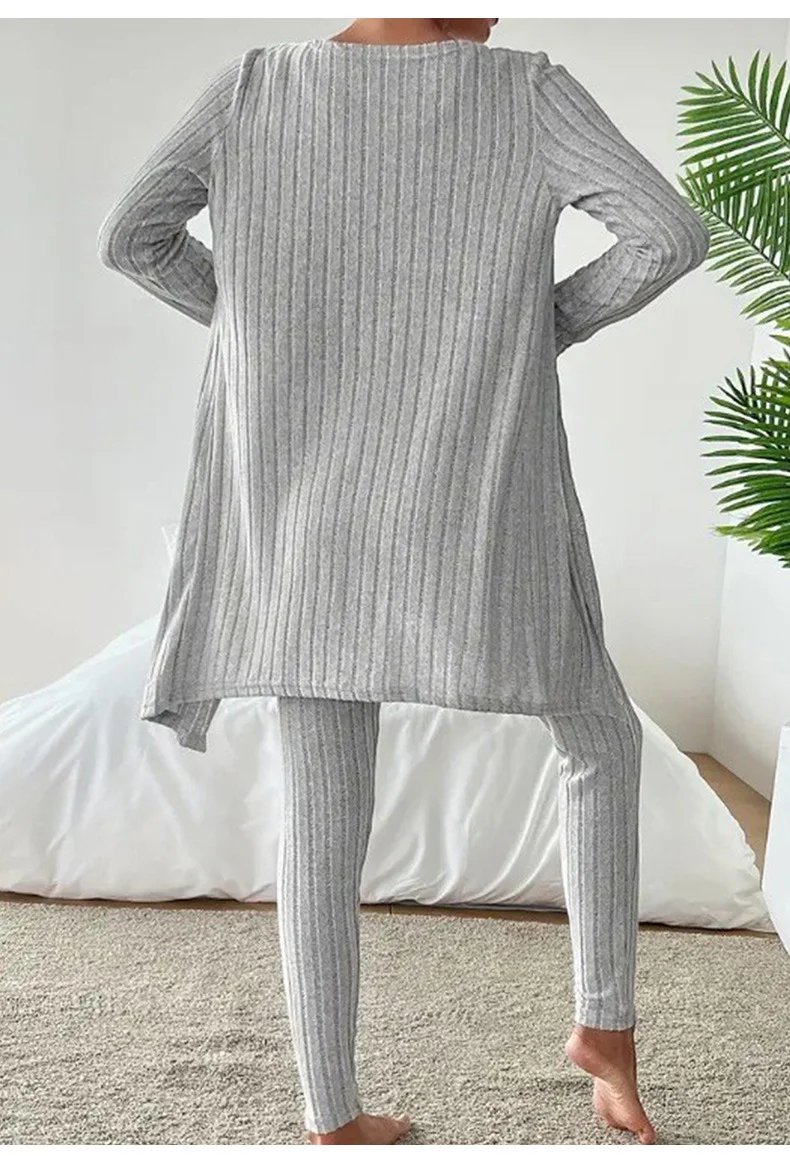 Damen Unifarben Matching Kostüm Täglich Langarm Lässig Frühling/Herbst Mehrteiliges Set Matching Set