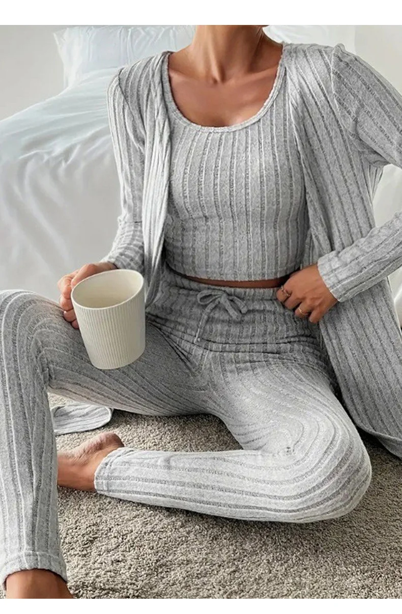 Damen Unifarben Matching Kostüm Täglich Langarm Lässig Frühling/Herbst Mehrteiliges Set Matching Set