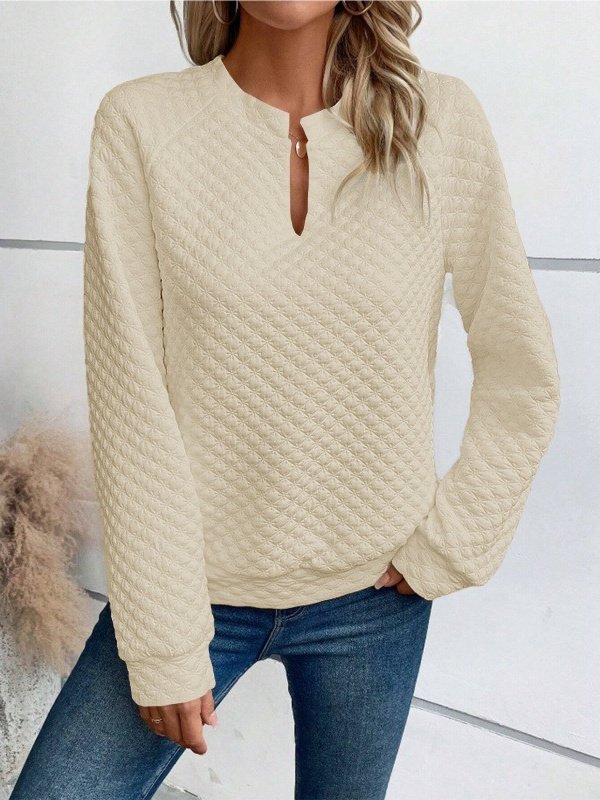 Retro V-Ausschnitt Geometrisch Sweatshirt Nahtverarbeitung