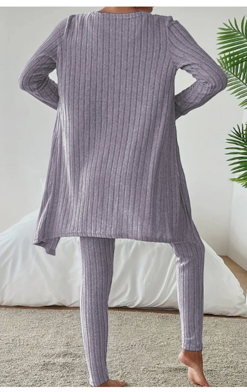 Damen Unifarben Matching Kostüm Täglich Langarm Lässig Frühling/Herbst Mehrteiliges Set Matching Set