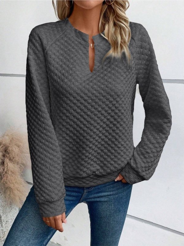 Retro V-Ausschnitt Geometrisch Sweatshirt Nahtverarbeitung