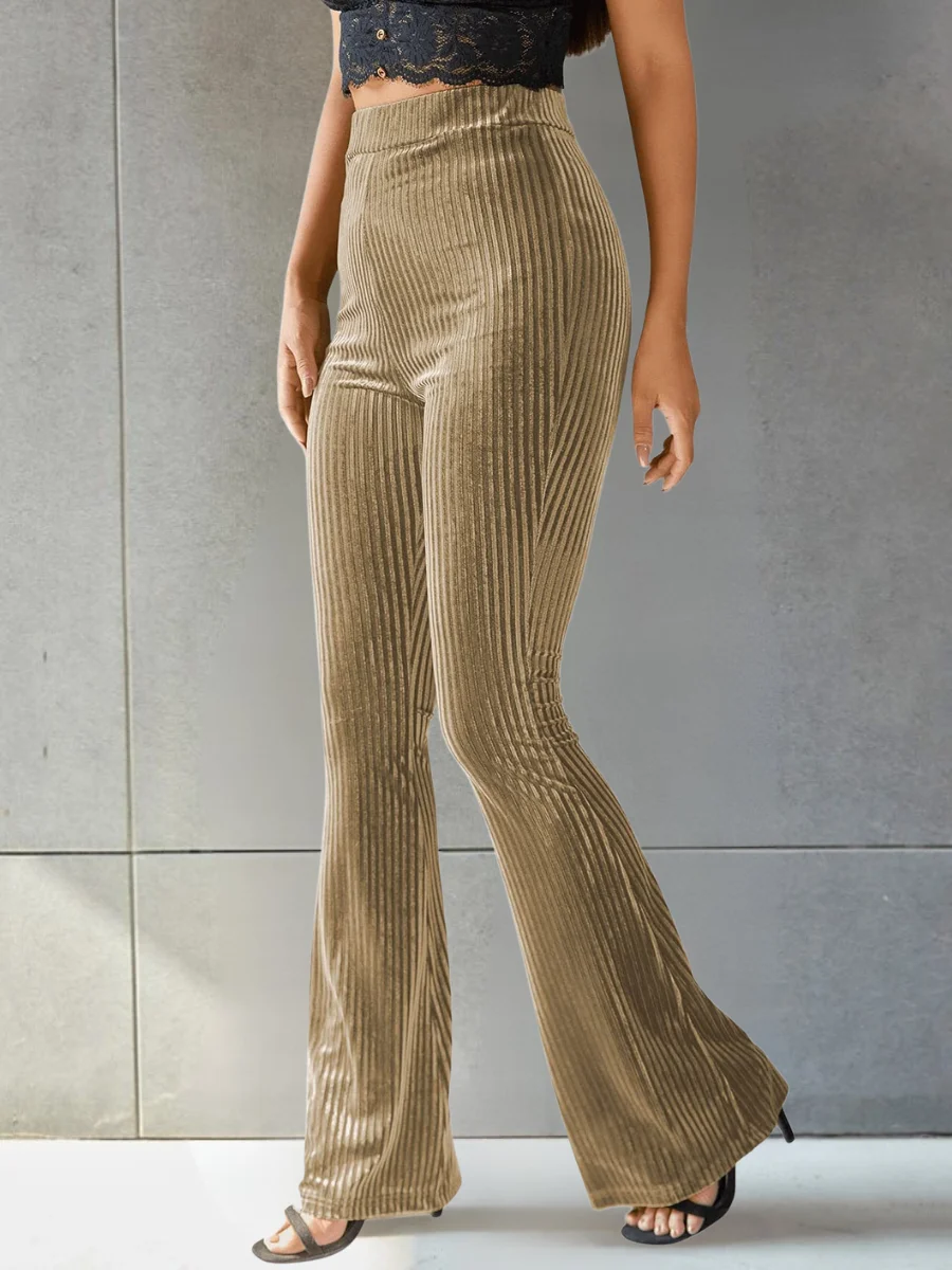 Damen Unifarben Lang Elastische Taille Hose Retro Frühling/Herbst Hose