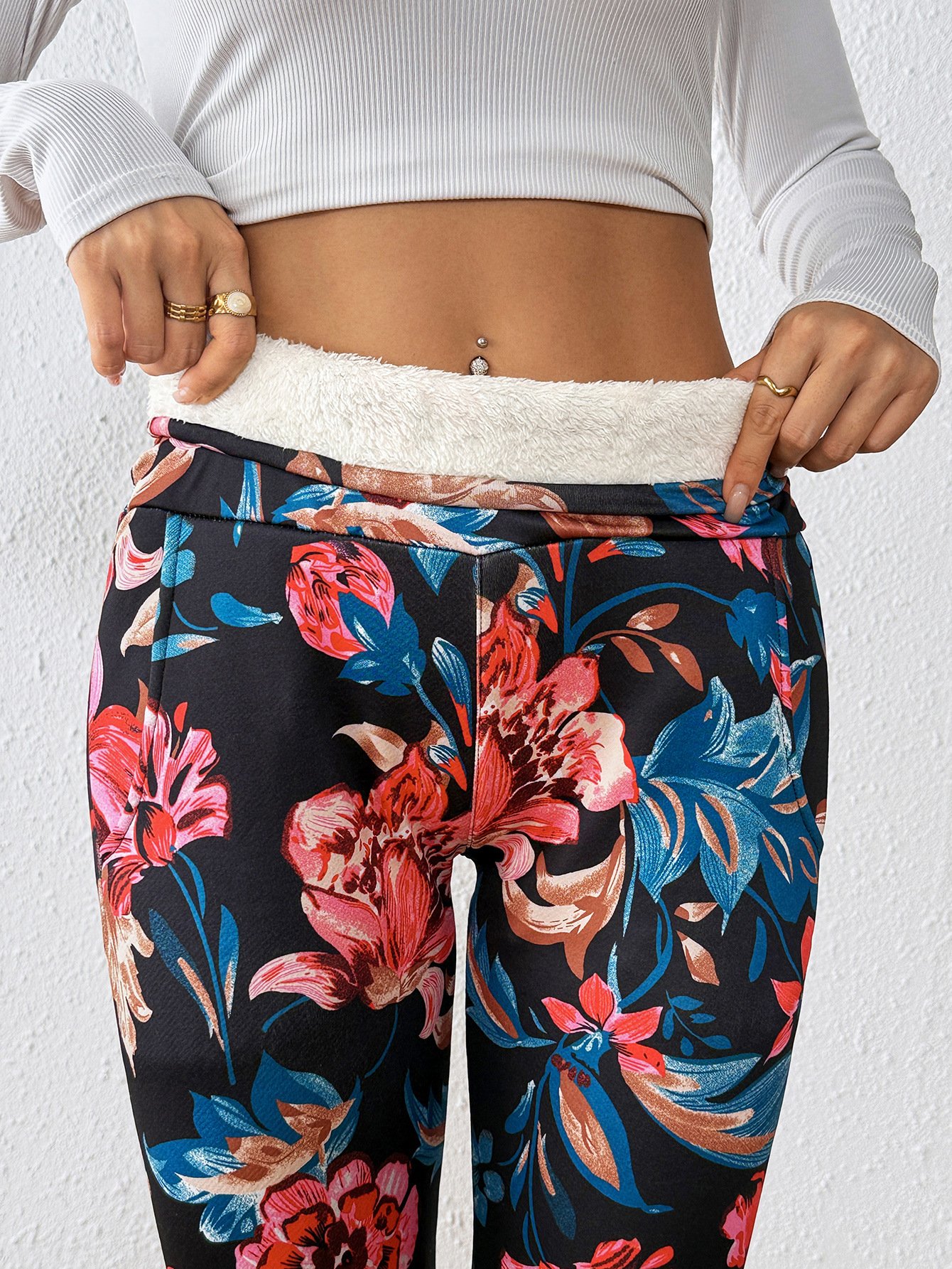 Damen Geblümt Lässig Winter Lang Leggings