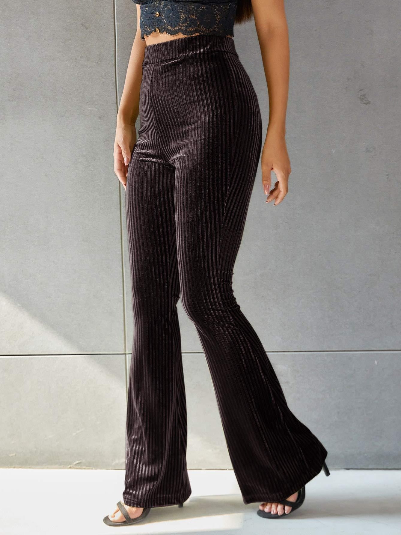 Damen Unifarben Lang Elastische Taille Hose Retro Frühling/Herbst Hose