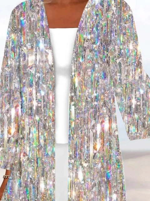 Damen Frühling/Herbst Oberbekleidung Retro Verlaufsmuster Dreiviertelärmel Jacke