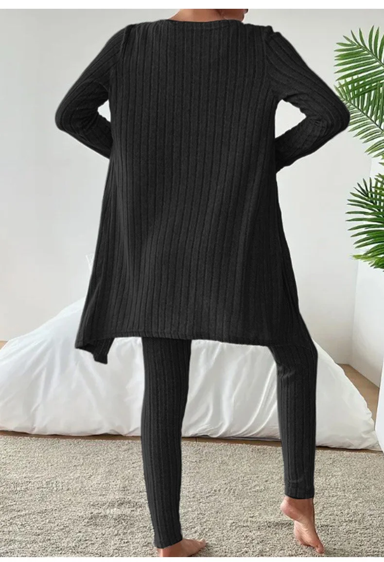Damen Unifarben Matching Kostüm Täglich Langarm Lässig Frühling/Herbst Mehrteiliges Set Matching Set
