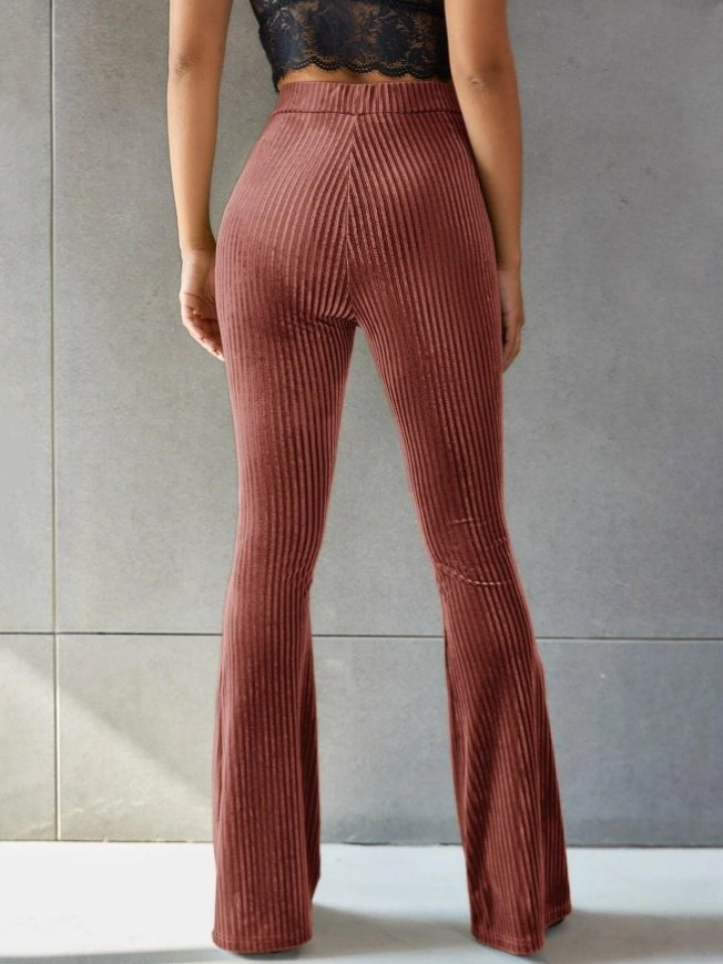 Damen Unifarben Lang Elastische Taille Hose Retro Frühling/Herbst Hose