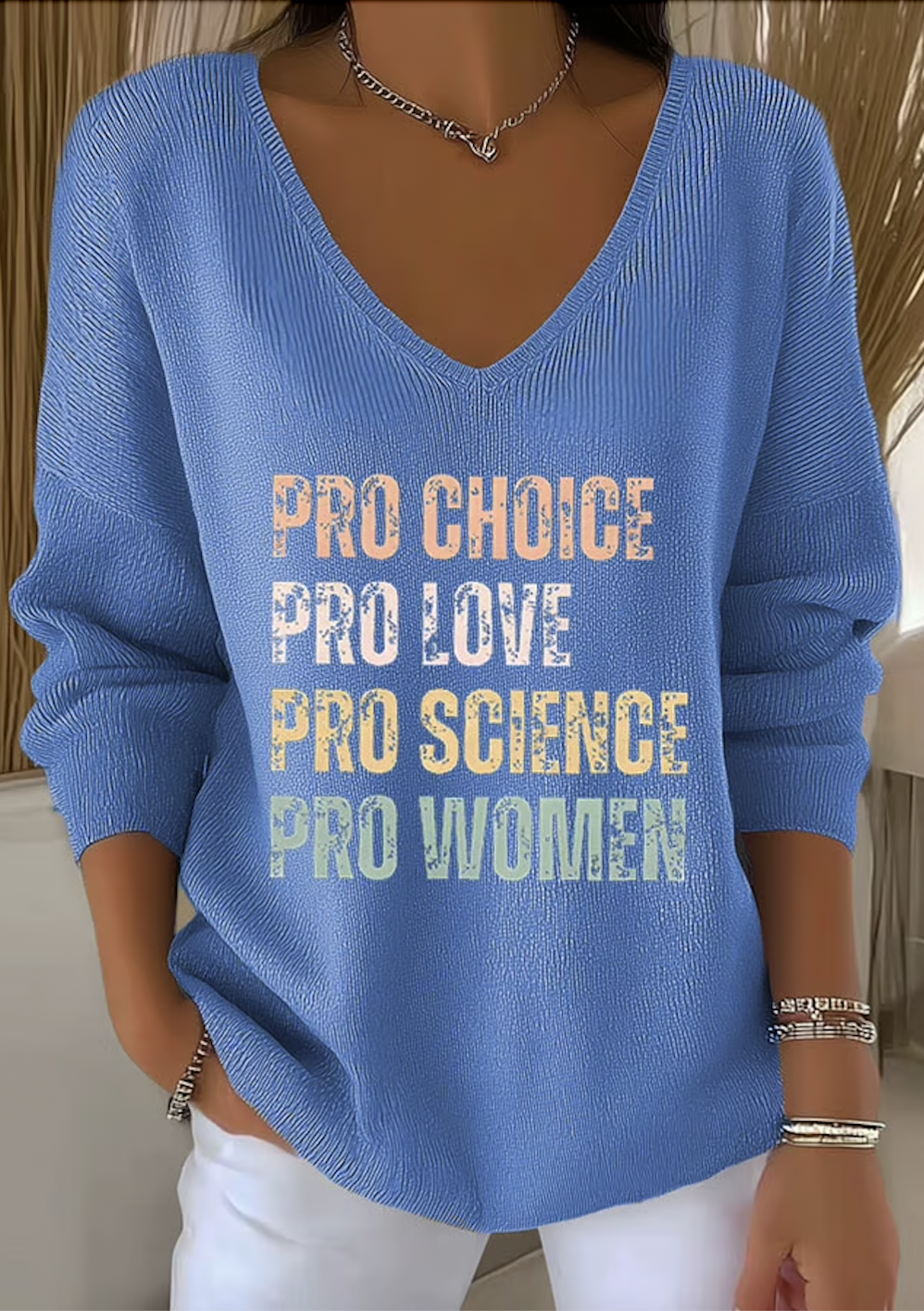 Damen Baumwolle Textbriefe Langarm Bequem Lässig Pullover