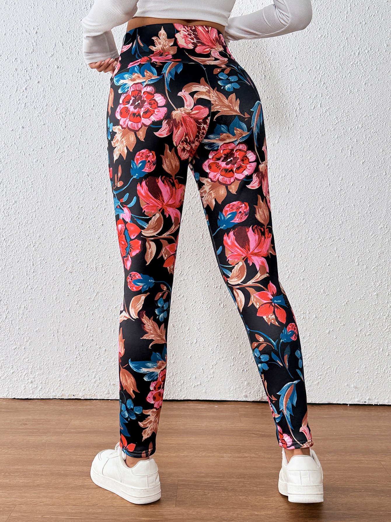 Damen Geblümt Lässig Winter Lang Leggings