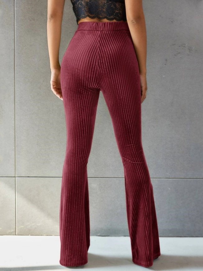 Damen Unifarben Lang Elastische Taille Hose Retro Frühling/Herbst Hose