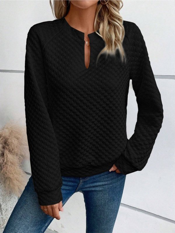 Retro V-Ausschnitt Geometrisch Sweatshirt Nahtverarbeitung
