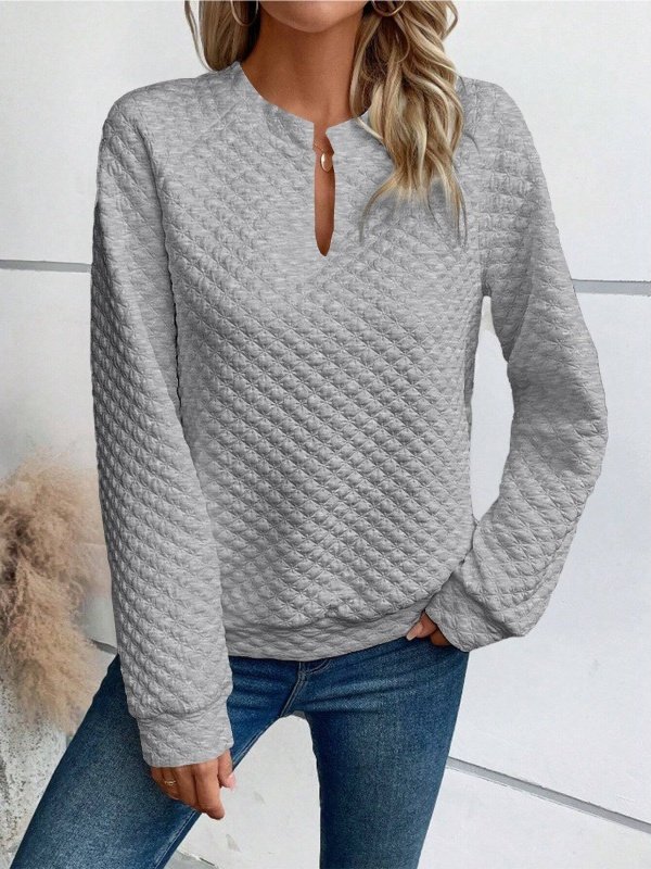 Retro V-Ausschnitt Geometrisch Sweatshirt Nahtverarbeitung