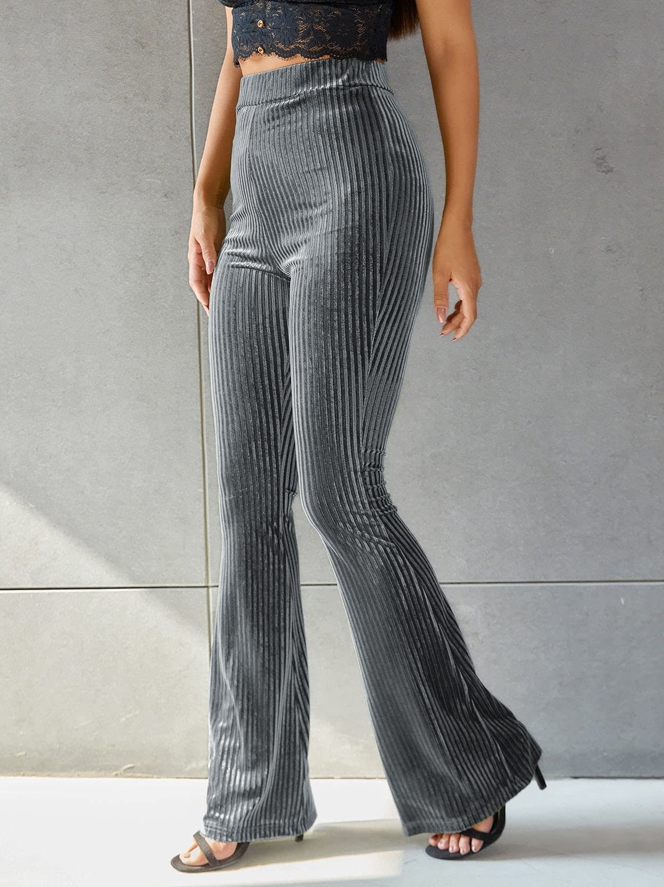 Damen Unifarben Lang Elastische Taille Hose Retro Frühling/Herbst Hose