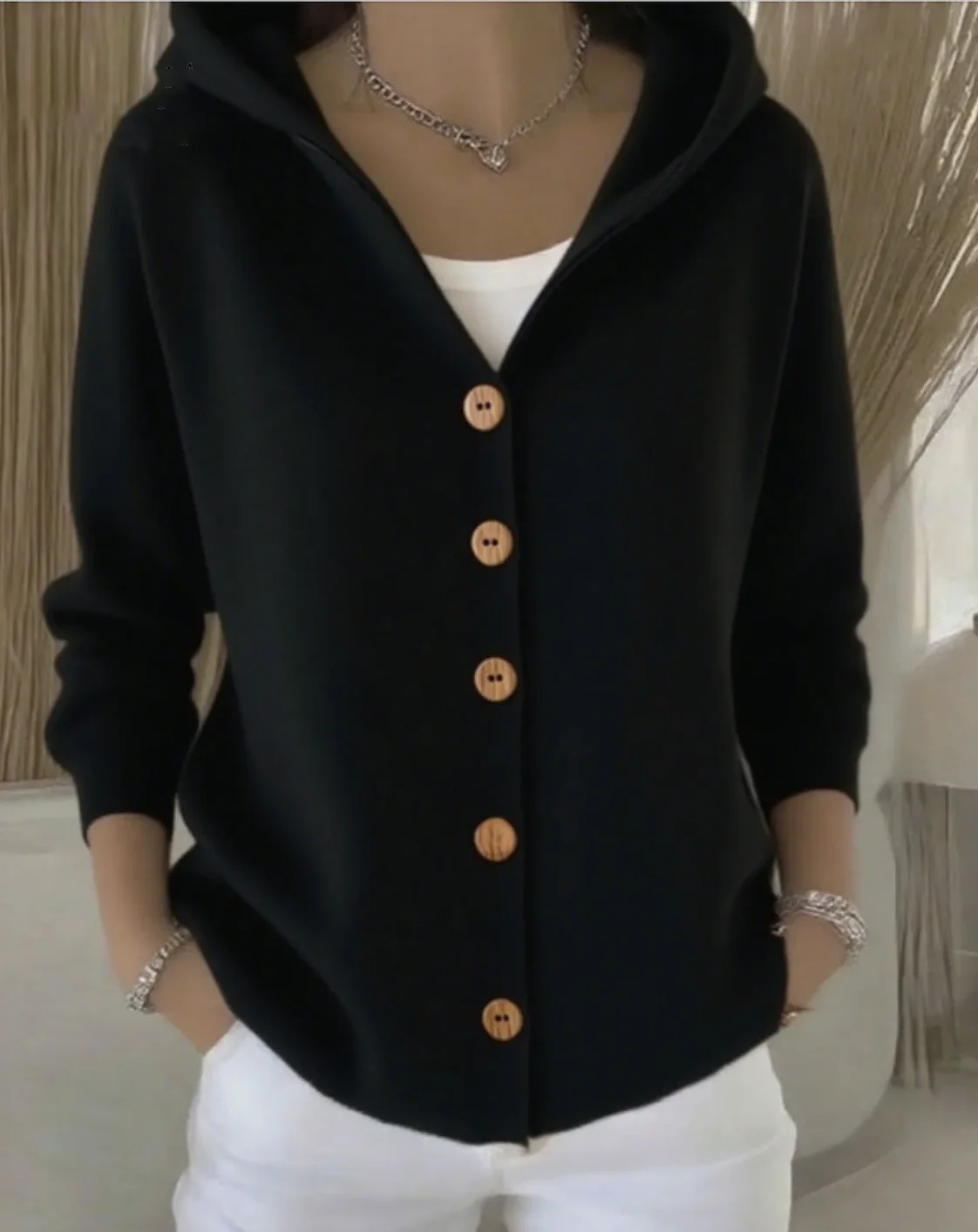Damen Baumwolle Geblümt Langarm Bequem Lässig Strickjacke