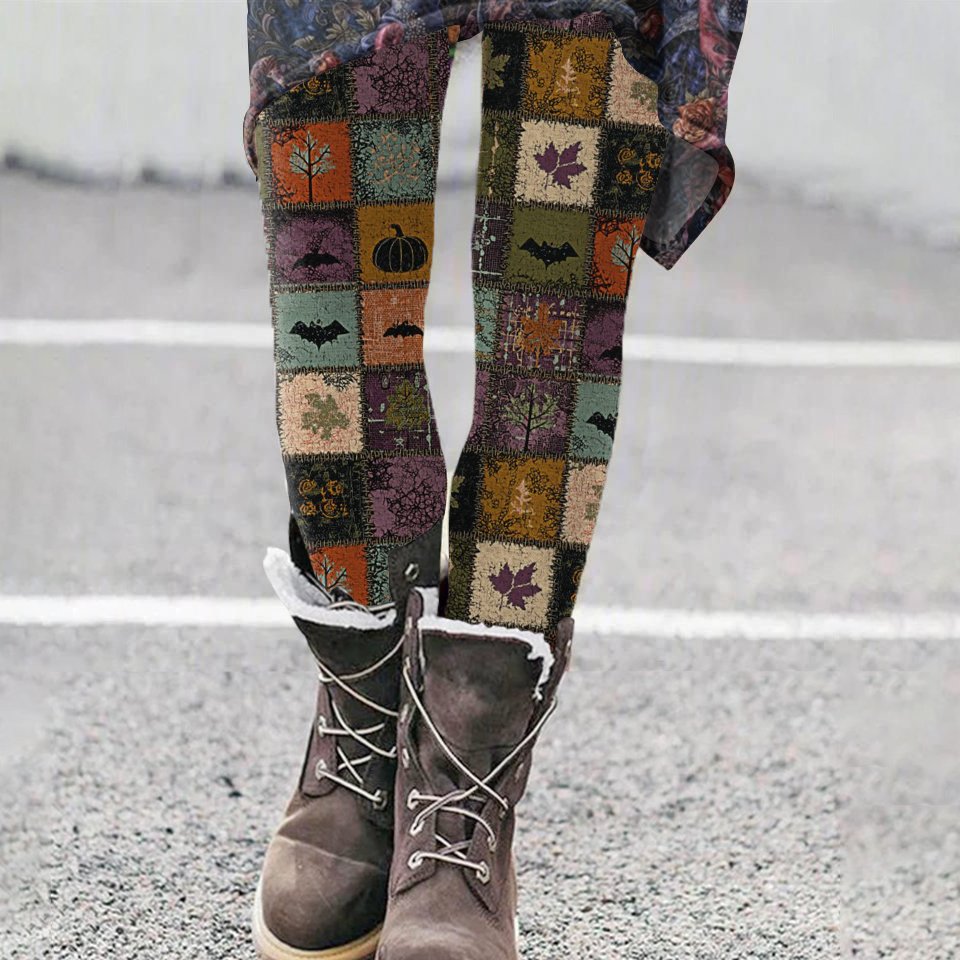 Damen Geometrisch Retro Alle Jahreszeiten Lang Leggings