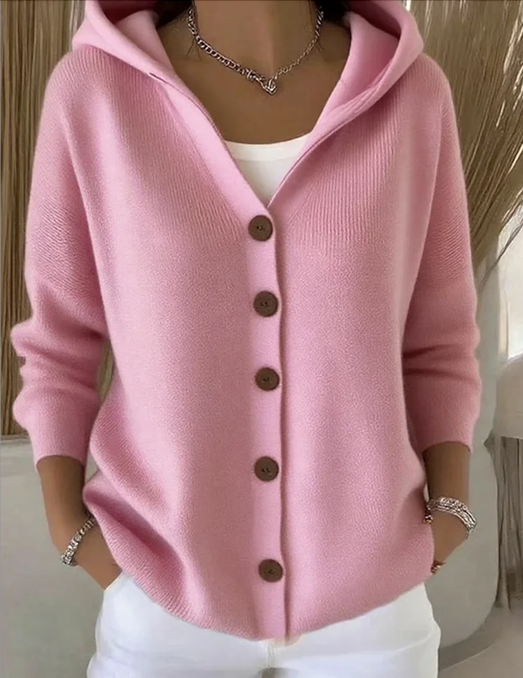 Damen Baumwolle Geblümt Langarm Bequem Lässig Strickjacke