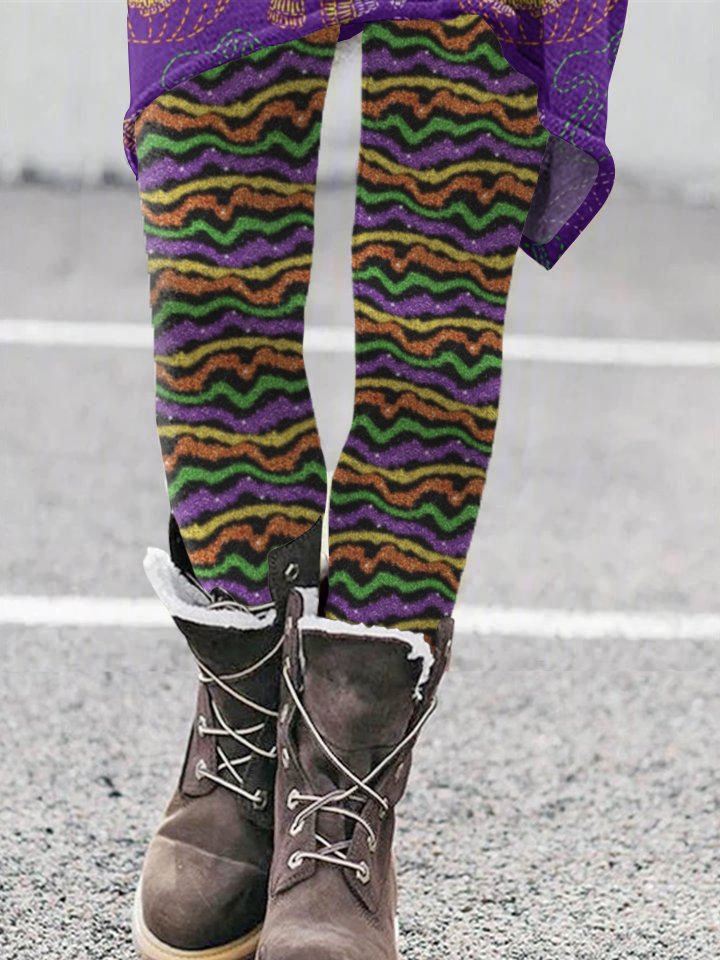 Damen Gestreift Retro Alle Jahreszeiten Lang Leggings