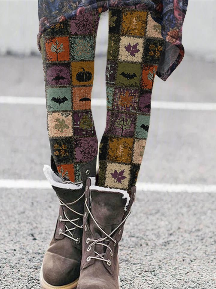 Damen Geometrisch Retro Alle Jahreszeiten Lang Leggings