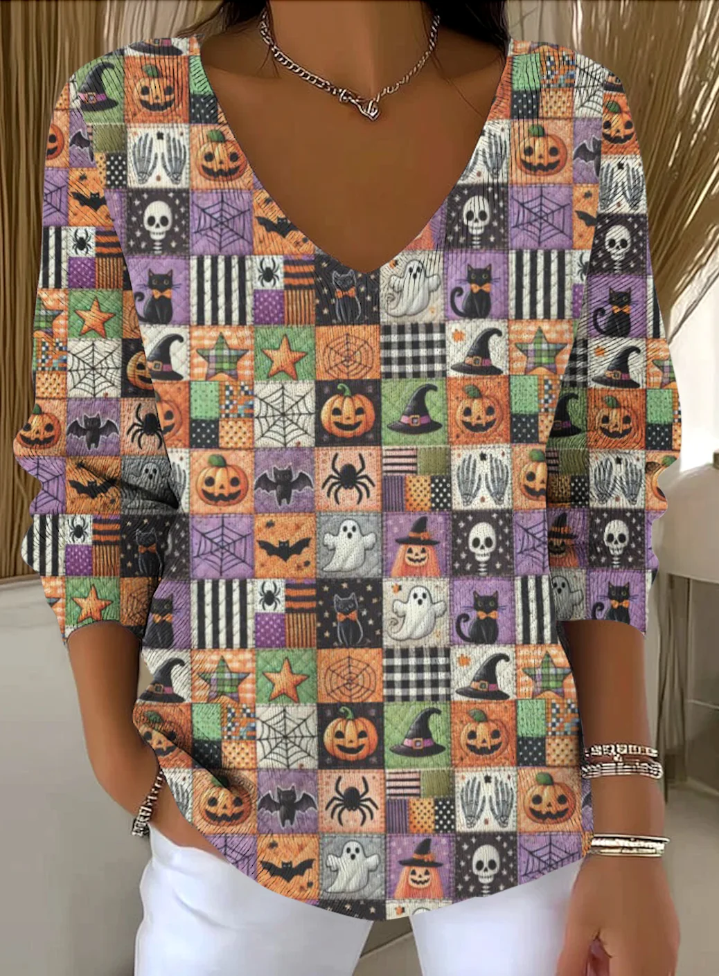 Damen Baumwolle Tier Langarm Bequem Lässig Pullover