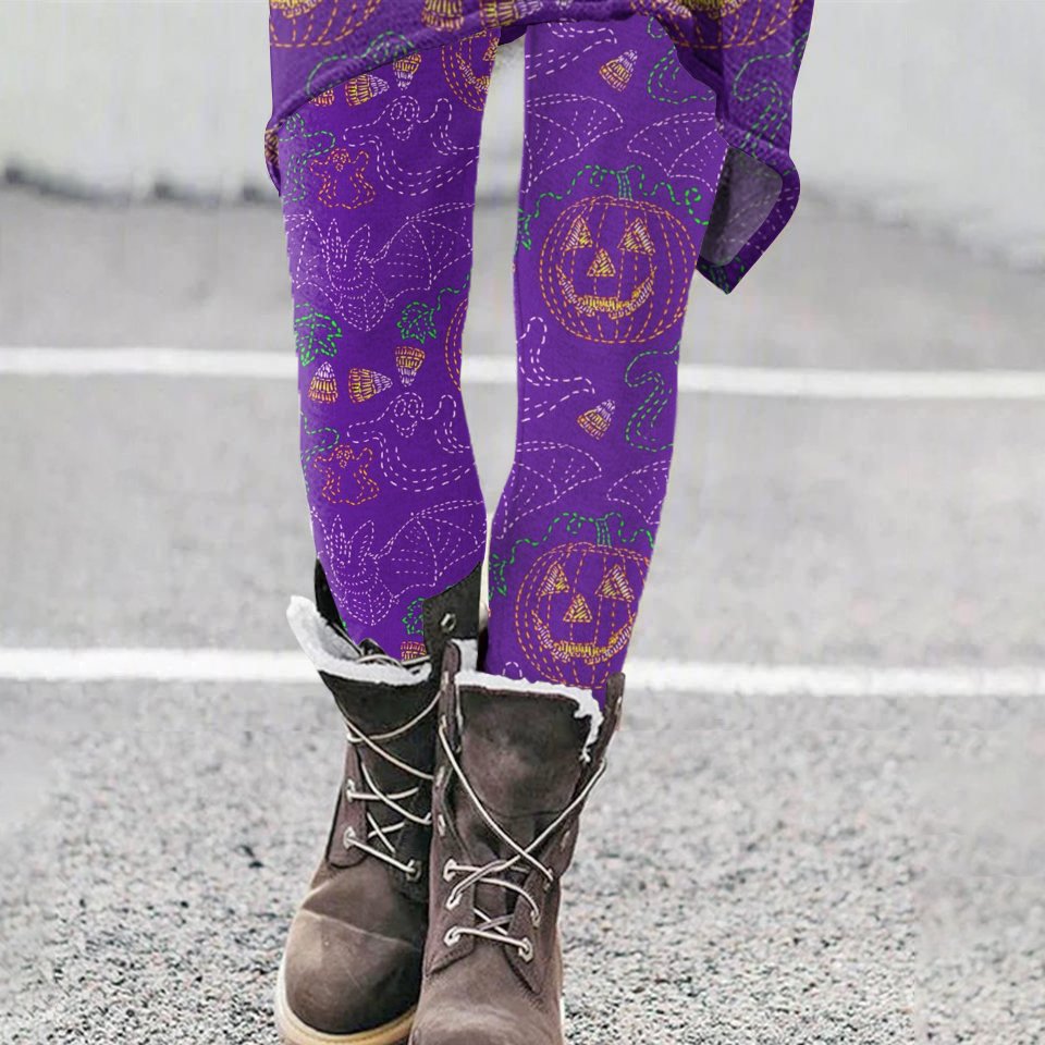 Damen Halloween Retro Alle Jahreszeiten Lang Leggings