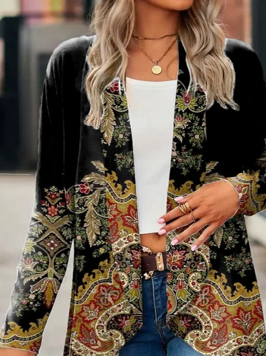 Damen Frühling/Herbst Oberbekleidung Lässig Print Geblümt Langarm Jacke