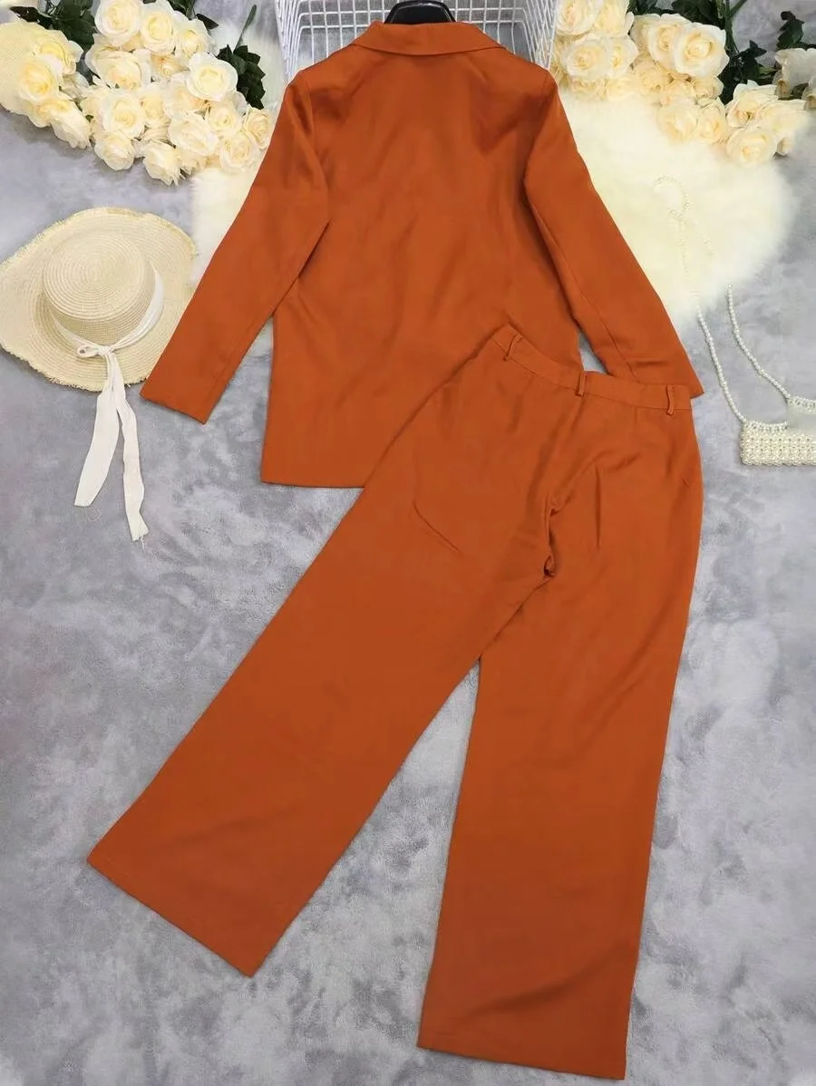 Damen Unifarben Zweiteiliges Set Täglich Langarm Lässig Frühling/Herbst Mantel mit Hosen Matching Set