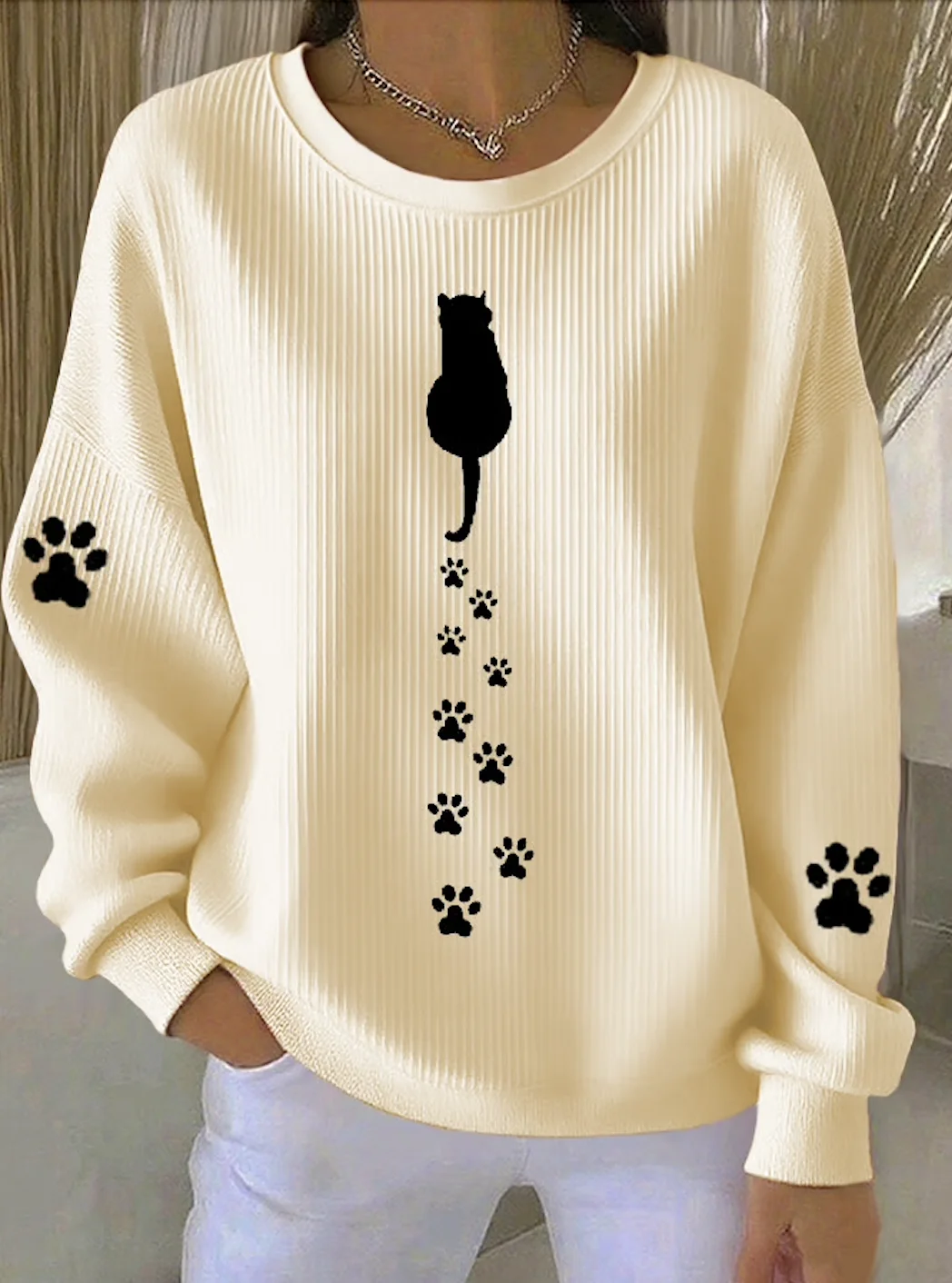 Lässig Rundhals Tier Sweatshirt