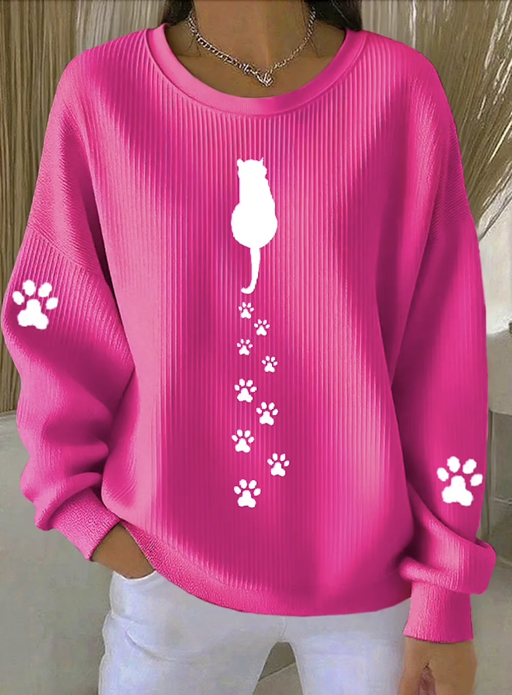 Lässig Rundhals Tier Sweatshirt