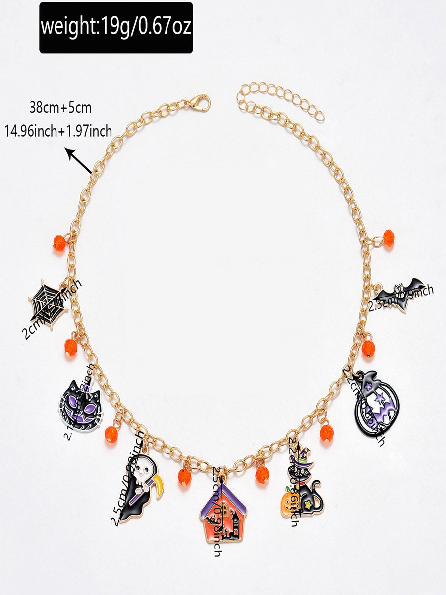 Neu Halloween Zubehör Nische Katze Geist Kürbis hochwertig Schmuck Schlüsselbein Kette Damen Pendant Licht Luxuriös Halskette
