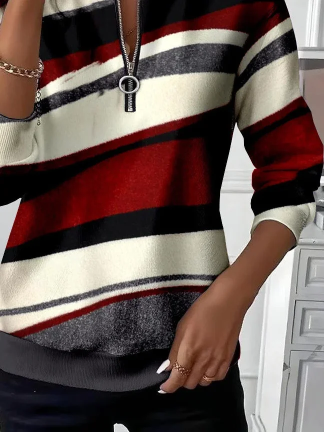 Lässig Rundhals Abstrakt Sweatshirt Print