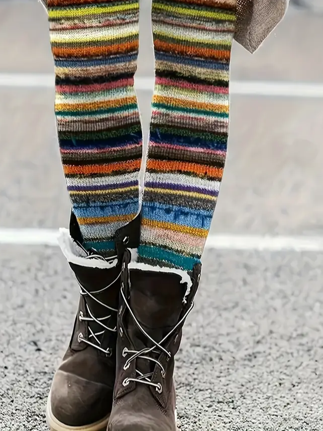 Damen abstrakte Streifen Lässig Alle Jahreszeiten Print Lang Leggings