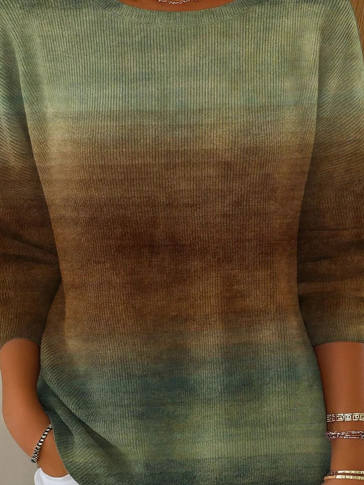 Damen Nachahmung Kaschmir Gestreift Langarm Bequem Retro Pullover