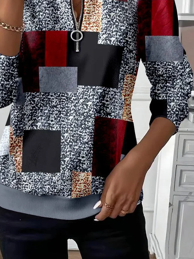 Lässig Rundhals Abstrakt Sweatshirt Print